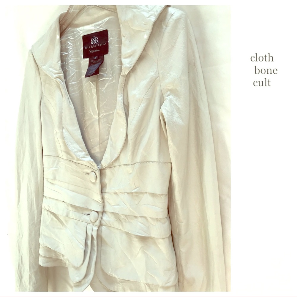 ROCK & REPUBLIC Soft Leather White JACKET